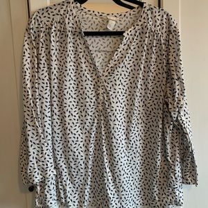 H&M Printed 3/4 Sleeve Blouse (XL)